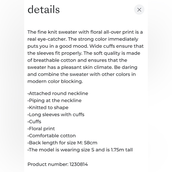 BONITA NWT RARE XXL Floral Fine Knit Pullover Sweater • Germany Exclusive - Picture 7 of 12